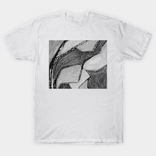 Gray Black White Abstract Art T-Shirt